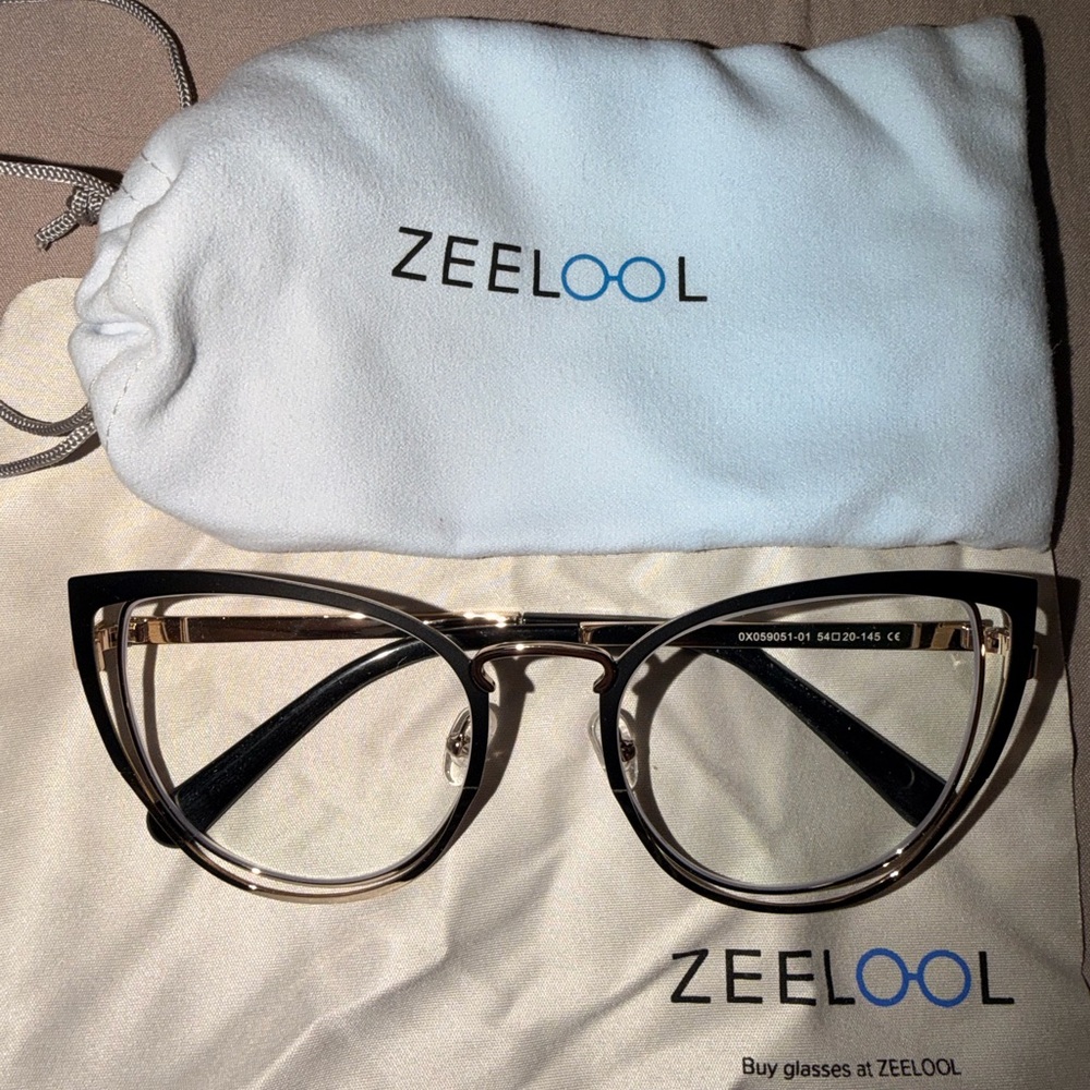 ZEELOOL Cat Eye Glasses in Black and Gold